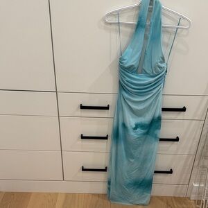 Zara Elegant Teal Halter Dress